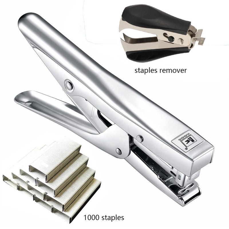 ONDY Plier Stapler Heavy Duty Office Hand Held 20-Sheet Papers Stapling Machine With 1000 Staples and Remover Tool, Silver - Image 2